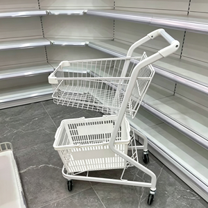Chariot de supermarché robuste 340L en treillis métallique grande capacité avec roues pivotantes silencieuses pour usage en magasin de détail et kit d'installation - Product Image 3