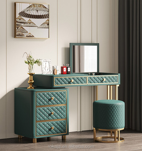 <span class=keywords><strong>De</strong></span> clase alta <span class=keywords><strong>de</strong></span> cuero Simple vanidad tocador con espejo grande casa dormitorio Dresser diseños modernos aparadores conjuntos - Product Image 4