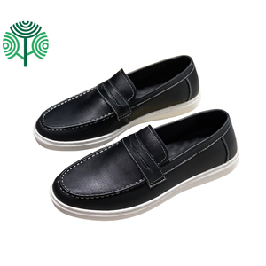 Mocassins décontractés grande taille pour hommes en cuir de veau véritable, chaussures plates de bureau pour homme, mocassins de conduite, personnalisation du logo, usine - Product Image 1