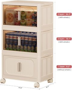 1-6 Layers Foldable <b>Plastic</b> <b>Storage</b> Dresser Cabinet <b>Drawer</b> Organizer for Bedroom Kitchen Living Room Standing Type Wheels - Product Image 6