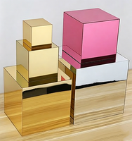 Présentoirs en acrylique miroir, boîtes de présentation carrées, cubes miroir pour mariage, fête, décoration de gâteaux, écologiques, logo personnalisé, nouveauté