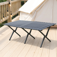 Mesa Plegable Portátil para Acampar, Mesa de Metal para Picnic y Barbacoa al Aire Libre, Plegable de Acero Inoxidable