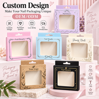Boîte en papier pliable personnalisée pour nail art avec trous de suspension et fenêtres transparentes, boîte d'emballage en papier pour faux cils