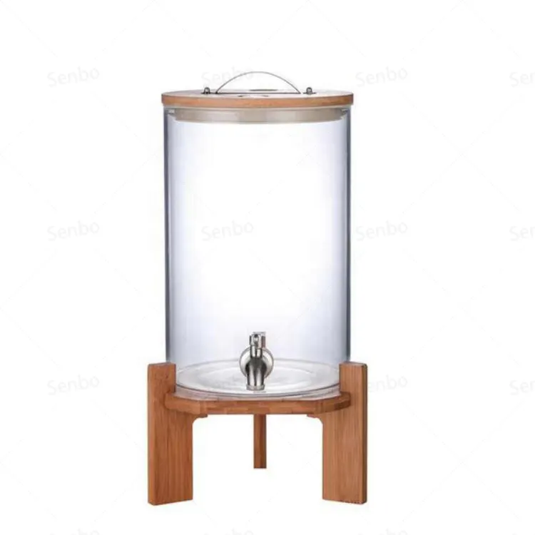 Contenedor de vino y agua, dispensador de zumo de vidrio borolicado, frascos de almacenamiento con tapa de mango y grifo, 5L, 8L, 11L, venta al por mayor