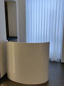 Simple Modern Curved Engineered Board Front Desk Reception Counter for Beauty Salon and Bar - Product Image 5