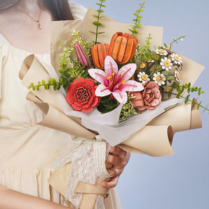 Robotime Rowood 3D puzzle <span class=keywords><strong>in</strong></span> <span class=keywords><strong>legno</strong></span> TW071 rosa giglio di <span class=keywords><strong>fiori</strong></span> Kit per la costruzione di <span class=keywords><strong>fiori</strong></span> artificiali - Product Image 2