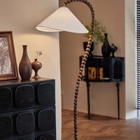 Lampadaire LED de style rétro moderne, réglable en hauteur, lumière blanc chaud, en fer et bois, T4012