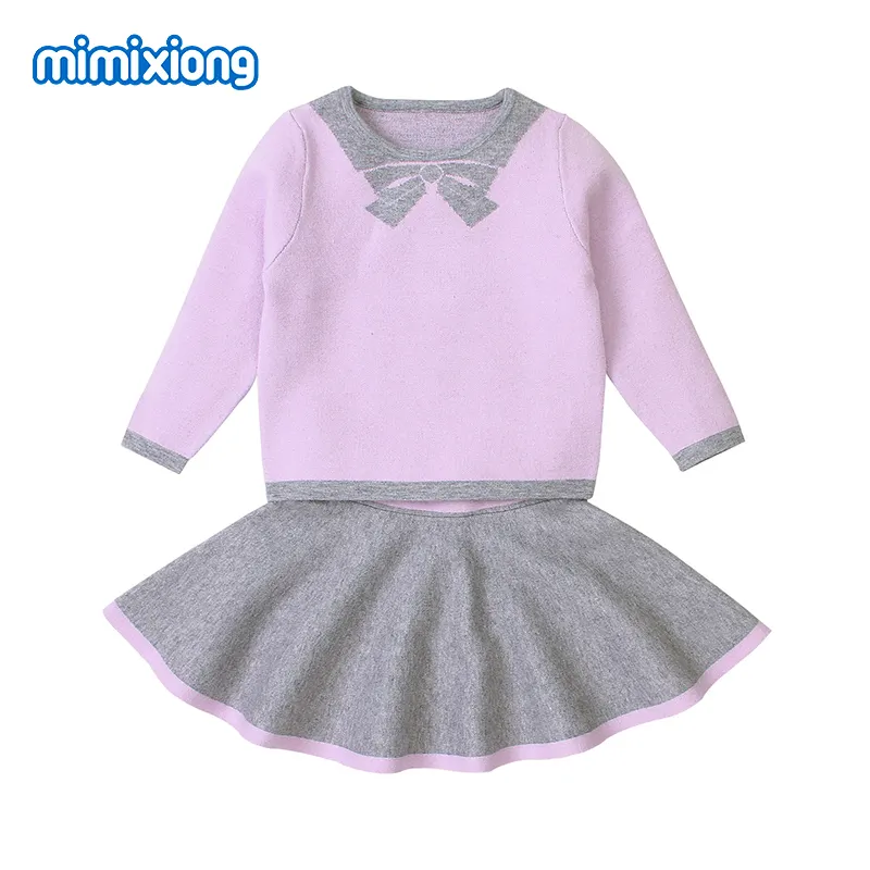 Kids Set Clothes Wholesale Kids Designers Winter Clothes 2pc Clothing Sets Girls Sweater Top And Skirt Set Autumn Dresses Ropa De Nina