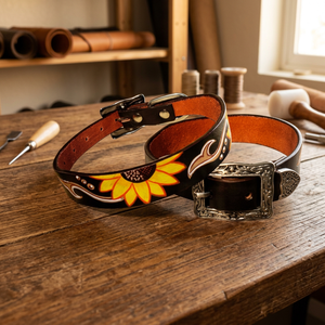 Handmade Superior Quality Genuine Leather <b>Dog</b> <b>Leash</b> Hand Painted Design Eco-Friendly Fashion Medium Breed Size Rivet Decoration - Product Image 3