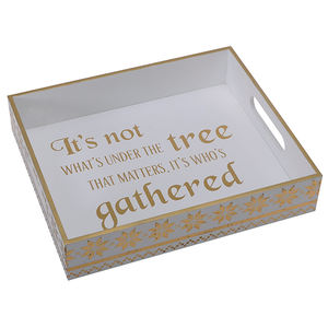 Bandeja de MDF moderna hecha a mano con asas recortadas de hoja de oro Bandeja DE SERVICIO DE MADERA impresa para Navidad Bandejas decorativas de regalo novedoso - Product Image 2