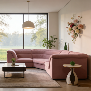 Ensemble de canapés modulaires modernes de luxe en tissu velours rouge, canapé en velours marron personnalisé, canapé en forme de <span class=keywords><strong>L</strong></span>, meubles de salon - Product Image 4