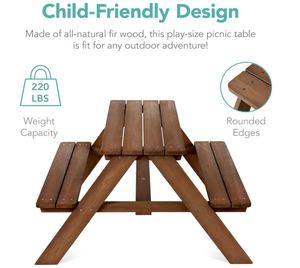Tavolo da Picnic <span class=keywords><strong>in</strong></span> <span class=keywords><strong>Legno</strong></span> Personalizzato per Bambini con Ombrellone, Set Tavolo per Attività all'Aperto con Panche Integrate, Capacità 220 libbre, Artigianato <span class=keywords><strong>in</strong></span> <span class=keywords><strong>Legno</strong></span> - Product Image 5
