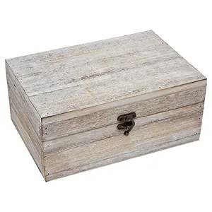Custom Rustic Wood Storage Box for Trinket Jewelry - Antique White