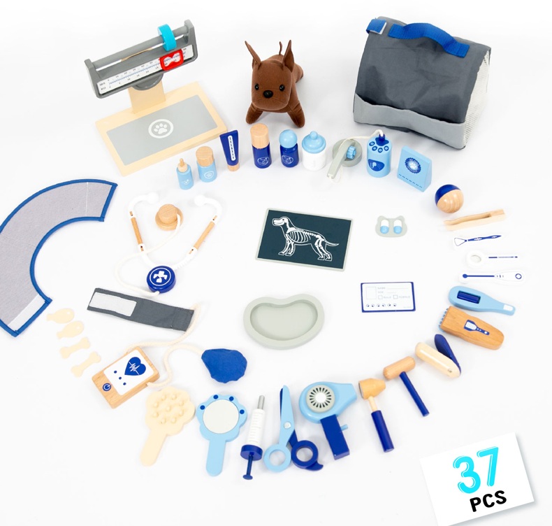 37 шт. деревообрабатывающий инструмент для резки вид доктора сумка ребенок стоматолог ролевая игра образования детей аптечка комплект, средства для ухода за Набор доктора Игрушки для девочек