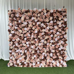 W-FW081 Panel de Pared de Flores Artificiales de 8 pies x 8 pies, Telón de Fondo para Escenario, Panel de Pared de Flores Artificiales Enrollable 5D para Decoración de Bodas - Product Image 6