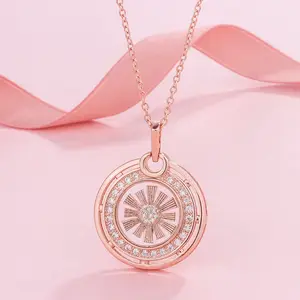 Italian Time To Transfer Pendants Necklace Plated 18K Rose Gold Windmill Simple Atmosphere Smart Necklace Woman