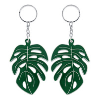 Porte-clés personnalisé en forme de feuille de Monstera, breloque en résine acrylique, veine métallique dorée, alliage de zinc fait main, impression UV, OEM ODM, luxe, anniversaire