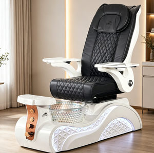 Fauteuil de pédicure blanc, fauteuil de manucure, fauteuil de salon électrique inclinable avec massage et éclairage LED - Product Image 3