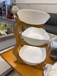 Plato creativo de varios niveles para aperitivos, estante de madera de bambú de tres capas para frutas y dulces, cesta de frutas para el hogar, estilo europeo - Product Image 5