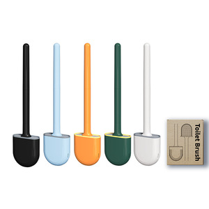 Brosse de toilette murale avec tête en TPR et manche en plastique détachable, étanche, flexible, conception sans angle mort - Product Image 1