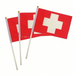 Promotion Wholesale Football Sports Fans <b>Mini</b> <b>Hand</b> Waving Flag Switzerland Swiss <b>Hand</b> Held Flags - Product Image 2