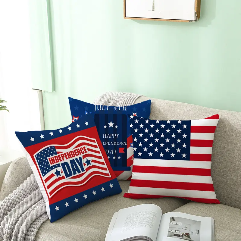 Capas de travesseiro com pentagrama América 2024, Dia da Independência dos EUA, 4 de julho