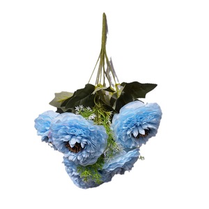 Bouquet de fleurs artificielles en soie Yixuan à 9 têtes de camélias, fait main, pour décoration de mariage - Product Image 5