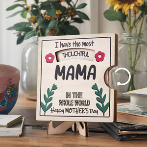 Letrero Giratorio de Madera con Impresión Personalizada, Decoración para el Día de la Madre, Tarjeta de Felicitación de Madera para el Día de la Madre, el Mejor Regalo para Mamá - Product Image 1