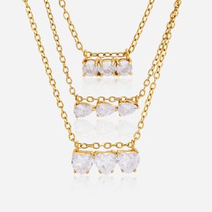 Collar con Colgante de Corazón Minimalista Chapado en Oro de 18K con Cadena de Serpiente de Circonia Cúbica, Joyería para Mujer - Product Image 2