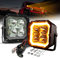 Feux de travail LED carrés étanches 5 pouces 6500K, barre lumineuse clignotante jaune/blanc DRL, feux de croisement/route, antibrouillard, pour conduite tout-terrain