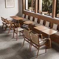 Ensemble de mobilier de restaurant en bois massif Jishanhai, style café tendance, pour usage commercial, idéal pour salons de thé, boulangeries, pâtisseries et restaurants.