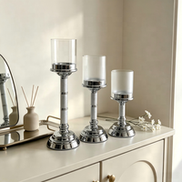 Porte-bougie Hurricane, élégant chandelier à tige haute, bougie pilier en option, taille et finition personnalisables pour table de mariage et décoration intérieure