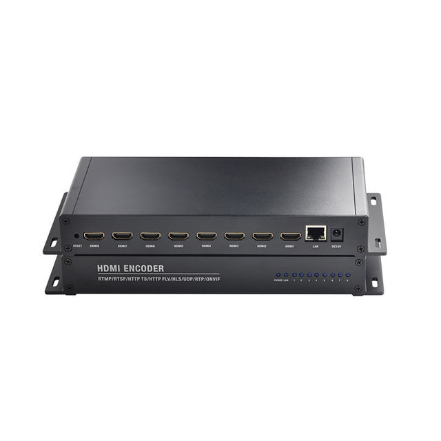 HD 1080P 8-Channel H.264/H.265 Encoder with SRT/HLS/Support AAC/MP3 Audio TS Over IP Output for Headend Systems (Wowza)
