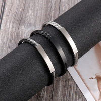 Brazalete de Cable Trenzado con Baño de Oro PVD, Barra de Identificación, para Hombre y Mujer, Acero Inoxidable, Resistente al Agua, Hipoalergénico