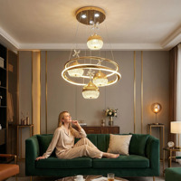 Lustre moderne de luxe doré 50 cm, suspension LED 120W réglable en hauteur, cristal électroplaqué pour salle à manger/salon
