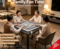 Table de mahjong automatique, table de jeu de mahjong électrique avec chargement USB, porte-gobelets, mélange rapide des cartes pour la famille et les amis