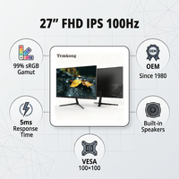 Moniteur IPS FHD 27 pouces 100 Hz avec haut-parleurs intégrés VGA VESA Cadre fin Support métallique Bureau Gaming OEM Personnalisé