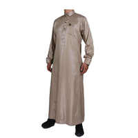 Vêtement pour homme de style islamique saoudien, manches à revers, boutons métalliques, thobe de prière avec col chemise