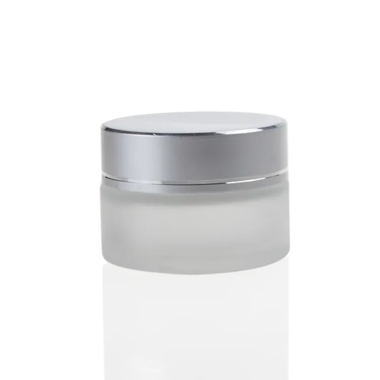 Großhandel gefrostete Kosmetik behälter und Verpackung 5g 10g 20g 30g 50g Kosmetik glas mit silbernem Deckel