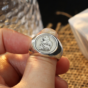 Chunky 925 Bạc signet Nhẫn 15mm tùy chỉnh khắc logo cá nhân chữ vòng quyến rũ người đàn ông Nhẫn cho cha Quà Tặng bán buôn - Product Image 2