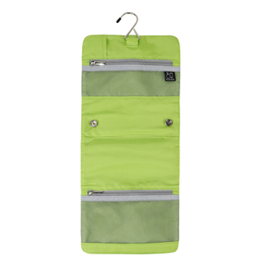 Pochette de rangement de voyage verte, sac organisateur de cosmétiques en maille suspendu avec poches zippées, pliable, capacité moyenne - Product Image 5