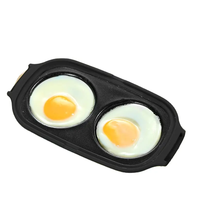 Placa antiadherente de acero al carbono para horno microondas, soporte de mano para cocinar huevos