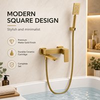 Système de douche mural de luxe moderne en or brossé pour baignoire, ensemble de douche pluie en acier inoxydable 304
