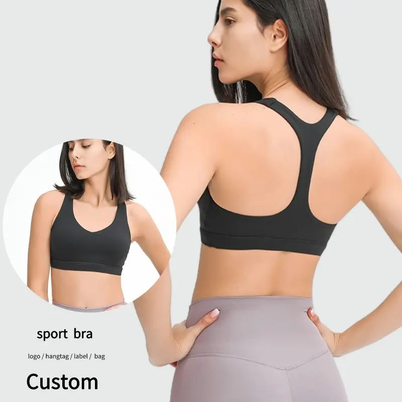 Wholesale Y-shape Racer Back Gym Busty Underwear Shockproof Push Up Sports Bra Customization Workout Clothes Women Yoga Bra