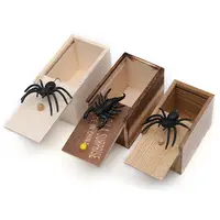 جديد مضحك صندوق التخويف خشبية مقالب عنكبوت خفية في حالة جودة عالية مقالب-صندوق تخزين خشبي مثير للاهتمام لعب خدعة نكتة ألعاب هدية