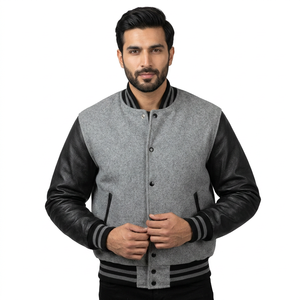 Custom Logo Baseball Wool Lettermen <b>Jackets</b> Men Custom <b>Long</b> Sleeves Breathable Real <b>Leather</b> College Varsity Men's <b>Jackets</b> - Product Image 1