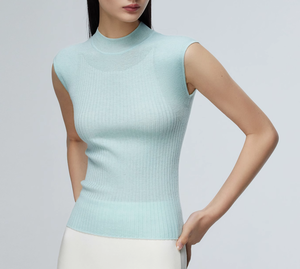 Top professionale di alta qualità ODM & OEM da <span class=keywords><strong>donna</strong></span> estate senza maniche in <span class=keywords><strong>seta</strong></span> di ghiaccio lavorato a <span class=keywords><strong>maglia</strong></span> Slim Fit <span class=keywords><strong>maglia</strong></span> sottile da <span class=keywords><strong>donna</strong></span> - Product Image 2