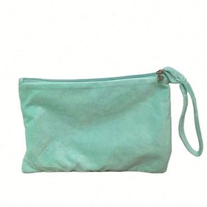 Bolsa de Maquillaje de Terciopelo Ecológica, Personalizable con Logotipo, Reutilizable, para Viaje, Color Verde, para Mujer, Venta al Por Mayor - Product Image 6