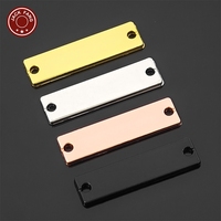 Étiquette métallique unie 3*0.8cm en alliage de zinc, personnalisable au laser avec logo et nom, étiquette vierge en métal pour vêtements, sacs et sacs à main
