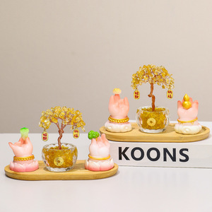 Figura de Resina con Cristal Amarillo en Forma de Mano de Buda y Árbol de Granada, Decoración para el Hogar, Regalo para la Buena Fortuna y la Prosperidad - Product Image 4